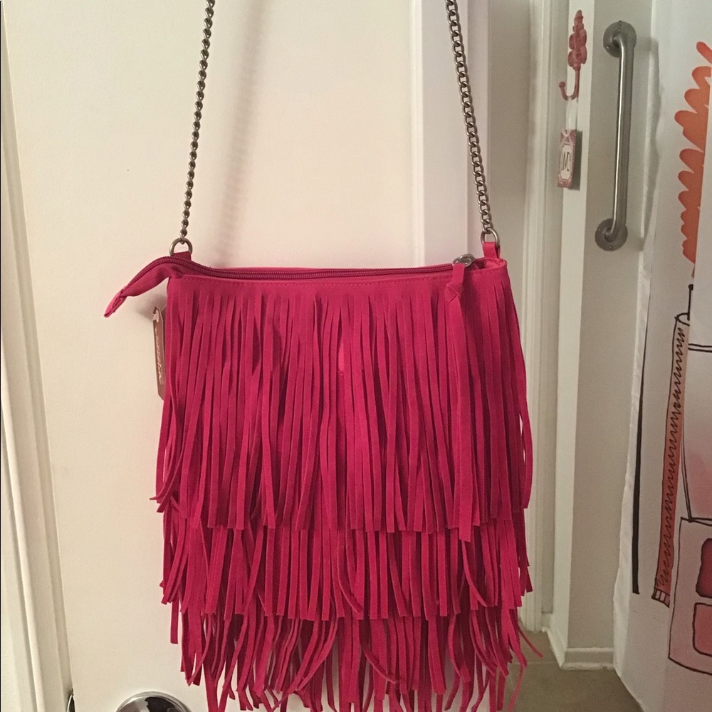 Fuschia fringe purse